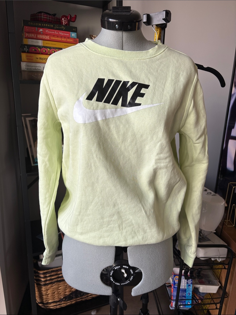 Nike Light Lime Crewneck Sweatshirt with White Swoosh